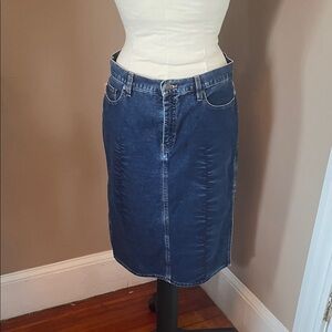 Classic Blue Denim Pencil Skirt - Blue